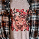 Christmas Highland Cow Flannel & T-Shirt Combo