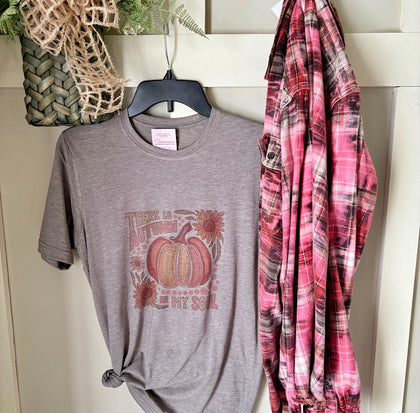 Autumn in my Soul Graphic T-Shirt and Bleached Dyed Flannel Set