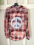 Peace & Kindness Graphic T-Shirt and Bleached Dyed Flannel Set