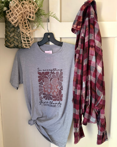 In Everything Give Thanks Tee & Flannel Set