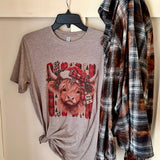 Christmas Highland Cow Flannel & T-Shirt Combo