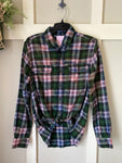 Bleached Green & Blue Plaid Flannel