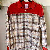 Rust and Cream Plaid Flannel and Corduroy Shacket