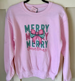 Merry Merry Merry Bow Sublimated Gildan Relax Fit Sweatshirt