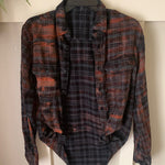 Hand Bleach Dyed Black & Gray Plaid (Rust) Flannel Relaxed Fit Soft & Warm