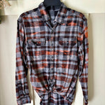 Hand Bleach Dyed Black & Rust Flannel Relaxed Fit Soft & Warm