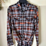Hand Bleach Dyed Black & Rust Flannel Relaxed Fit Soft & Warm