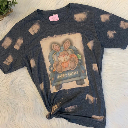 Happy Easter Truck Bleached Tee