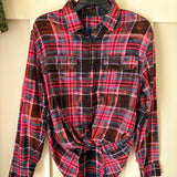 Hand Bleach Dyed Black Green Red Blue Flannel Relaxed Fit Soft & Warm