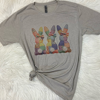 Quilted Bunnies Easter Short Sleeve Graphic T-shirt Unisex Fit