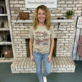 Mama Pink Bow & Flower Graphic T-Shirt