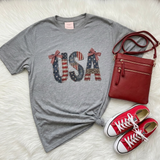 Denim USA Leopard & Bow Accent Graphic T-Shirt
