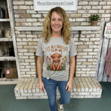 Floral Highland Cow Graphic T-Shirt