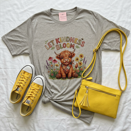 Floral Highland Cow Graphic T-Shirt