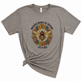 Words of Wisdom Bee Graphic T-Shirt, Light Gray