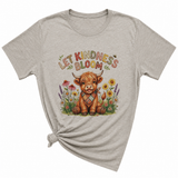 Floral Highland Cow Graphic T-Shirt, Light Gray