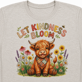 Floral Highland Cow Graphic T-Shirt, Light Gray