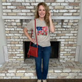 Patriotic Flag Graphic T-Shirt, Light Gray