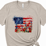 Patriotic Flag Graphic T-Shirt, Light Gray