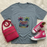 Summer Vibes Graphic T-Shirt, Light Gray