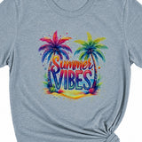 Summer Vibes Graphic T-Shirt, Light Gray