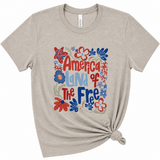 Ameria Patriotic Boho Graphic T-Shirt, Light Gray