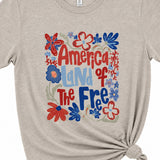 Ameria Patriotic Boho Graphic T-Shirt, Light Gray