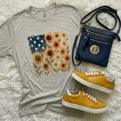 Sunflower Flag Graphic T-Shirt, Light Gray