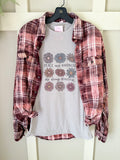 Peace & Kindness Graphic T-Shirt and Bleached Dyed Flannel Set
