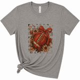 Football Bow Accent T-Shirt, Ash Gray
