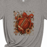Football Bow Accent T-Shirt, Ash Gray
