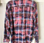 Hand Bleach Dyed Navy Blue & Brown Flannel Relaxed Fit Soft & Warm