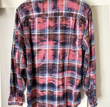 Hand Bleach Dyed Navy Blue & Brown Flannel Relaxed Fit Soft & Warm