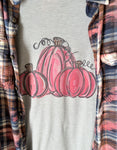 Pink Pumpkins Fall T-Shirt & Bleached Dyed Flannel Set