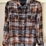 Hand Bleach Dyed Flannel, Black & Rust