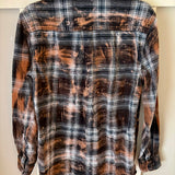 Hand Bleach Dyed Flannel, Black & Rust