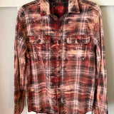 Hand Bleach Dyed Flannel, Orange & Brown