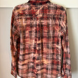 Hand Bleach Dyed Flannel, Orange & Brown