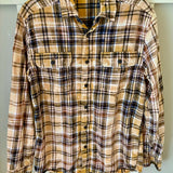Hand Bleach Dyed Flannel, Yellow & Blue