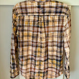 Hand Bleach Dyed Flannel, Yellow & Blue