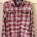 Hand Bleach Dyed Flannel, Mauve & Brown