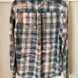 Hand Bleach Dyed Flannel, Teal & Blue