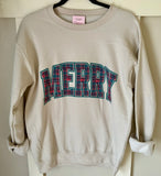 Plaid Merry Christmas Sublimated Gildan Relax Fit Sweatshirt