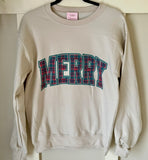 Plaid Merry Christmas Sublimated Gildan Relax Fit Sweatshirt