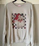 Checkered Retro Santa Christmas Sublimated Gildan Relax Fit Sweatshirt