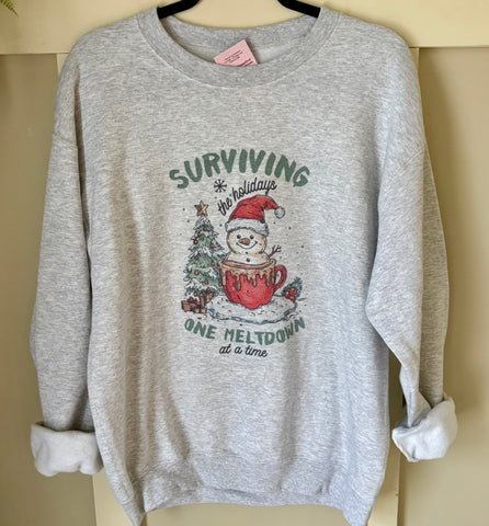 Holiday Meltdown Snowman Sublimated Gildan Relax Fit Sweatshirt
