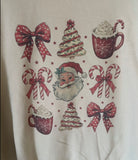 Holiday Bows & Cocoa Santa Sublimated Gildan Relax Fit Sweatshirt