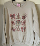 Holiday Bows & Cocoa Santa Sublimated Gildan Relax Fit Sweatshirt