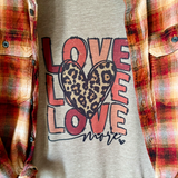 Valentine Love More Graphic T-Shirt & Bleach Dyed Flannel Set