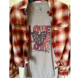 Valentine Love More Graphic T-Shirt & Bleach Dyed Flannel Set